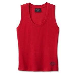 Women's Harley Davidson Old English Tank - Chili Pepper Red - Size Medium